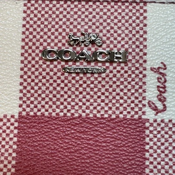 Coach Pink and White Plaid Tote Bag with matching Wallet - Picture 10 of 14